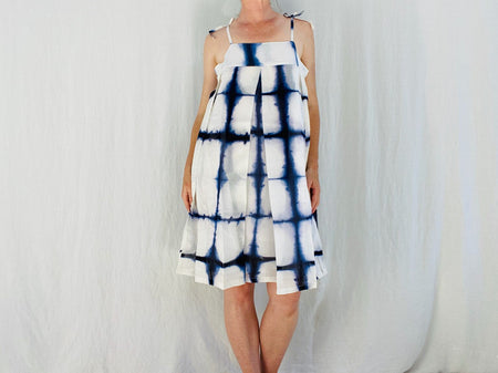 Shibori Tie Dye Sundress. Indigo. Silk. One Size
