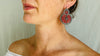 Vintage Oaxacan Filigree & Coral Earrings Hoops. Sterling Silver. Mexico. Frida Kahlo - Aadya Bazaar