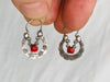 Guatemalan Earrings Hoops. Sterling Silver & Coral. Mayan.