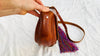 Leather Bag. Adjustable Strap. Zinacantan Tassels - Aadya Bazaar