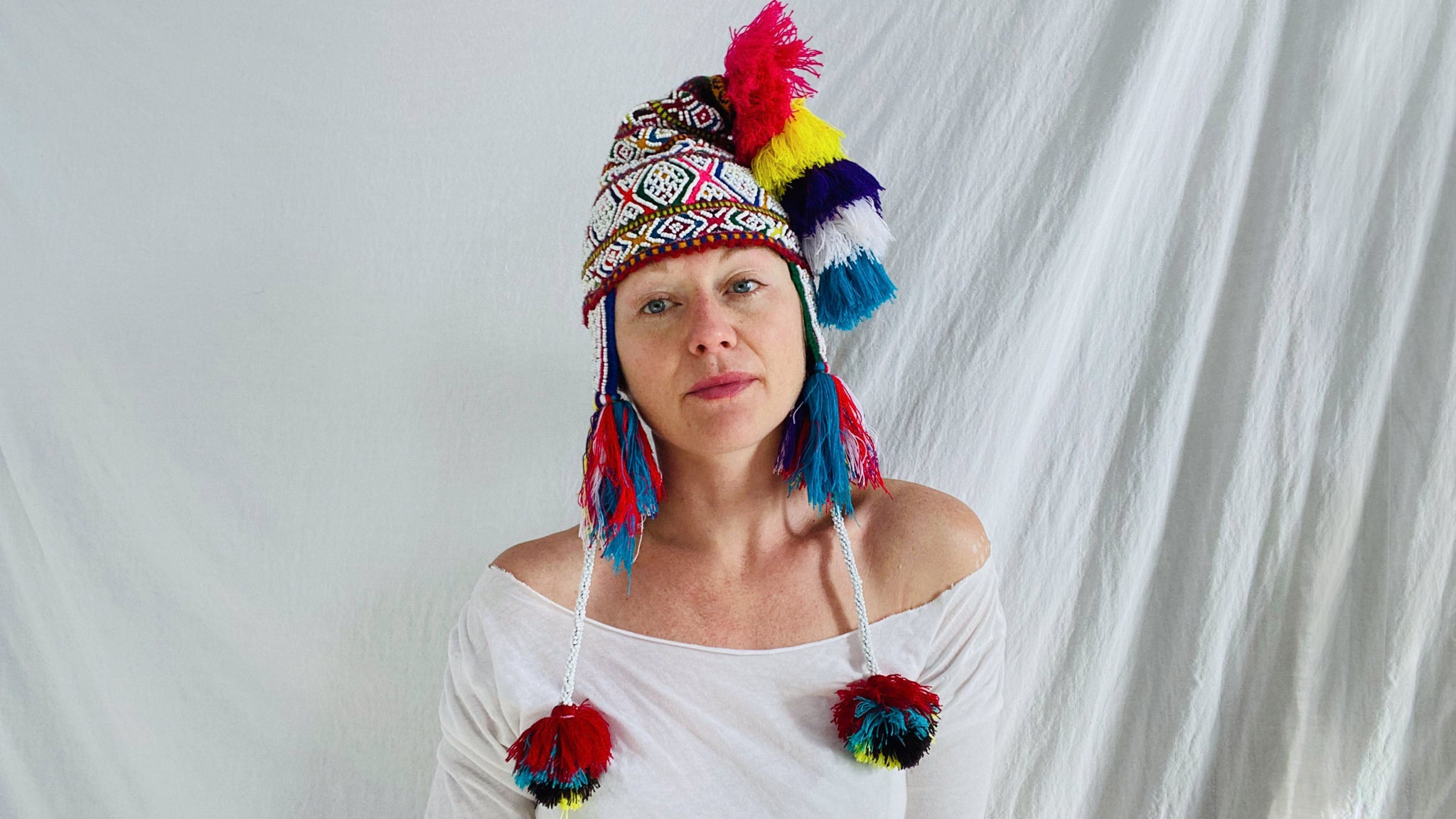 Peruvian Shaman Q\'ero Chullo Hat Wool Blend Beads NWOT Children genuine peruvian hat | Kids Peruvian Chullo with  main image 3