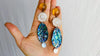 Paua, Amber, Silver & Gourd Earrings.