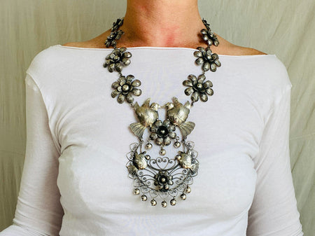 Mazahua Silver Necklace. Taxco. Stunning! - Aadya Bazaar