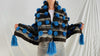Wool Shawl. Pom Poms & Tassels. Mayan. Chamula. Mexico