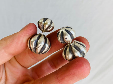 Silver Barbell Earrings. Thailand. 0133 - Aadya Bazaar