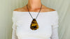 Large Amber Pendant on a Leather Cord - Aadya Bazaar