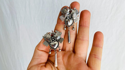 Taxco Love Bird Earrings. Sterling Silver. Mexico. Frida Kahlo