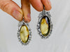 Oaxacan Filigree Earrings. Amber & Sterling Silver. Mexico. Frida Kahlo