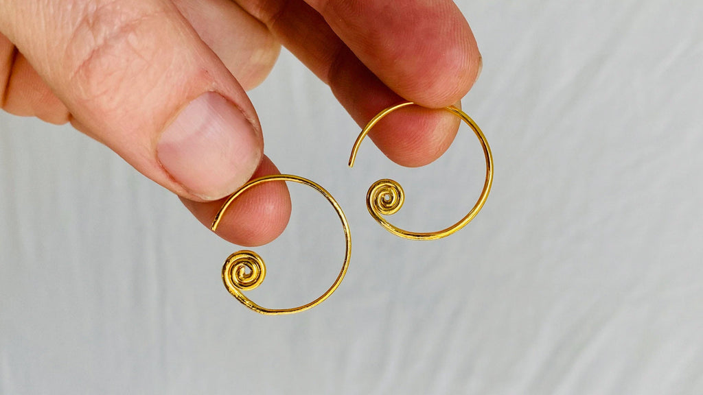 Karen Hill Tribe Earrings. Hoop. 24kt Gold Plated. Vermeil