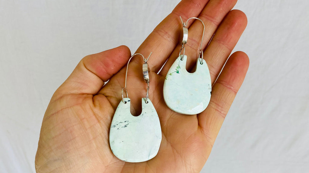 Turquoise & Sterling Earrings. Pale Green