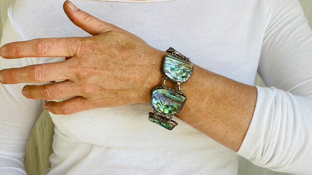 Gorgeous Abalone Bracelet. Sterling Silver. Chunky.