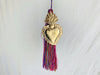 Heart Milagro & Vintage Zinacantan Tassel. Decor - Aadya Bazaar