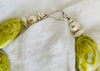 Long Serpentine Necklace. Yellow  Green. Large Spherical Beads.