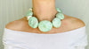 Green Moonstone Beaded Necklace. Fine Silver Beads