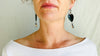 Onyx Heart Earrings. Monte Alban Bells Sterling Silver.