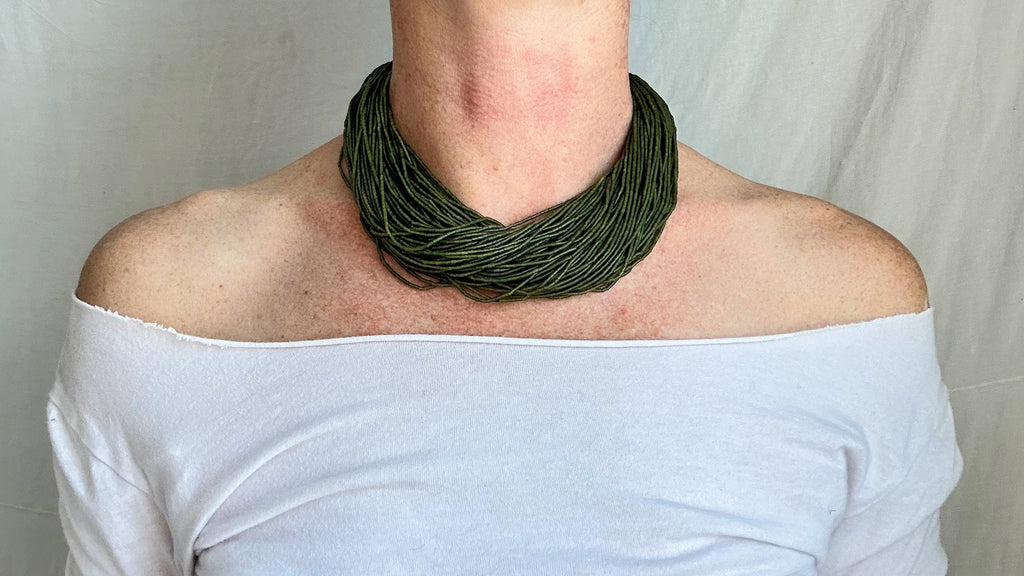 Jade Choker Necklace. Multi Strand