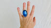 Fiery Oversized Labradorite Ring. Gorgeous Blue. Size 6 - Aadya Bazaar