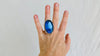 Fiery Oversized Labradorite Ring. Gorgeous Blue. Size 6