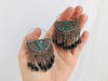Vintage Uzbek Bukhara Earrings. Silver & Turquoise. Long Dangles - Aadya Bazaar