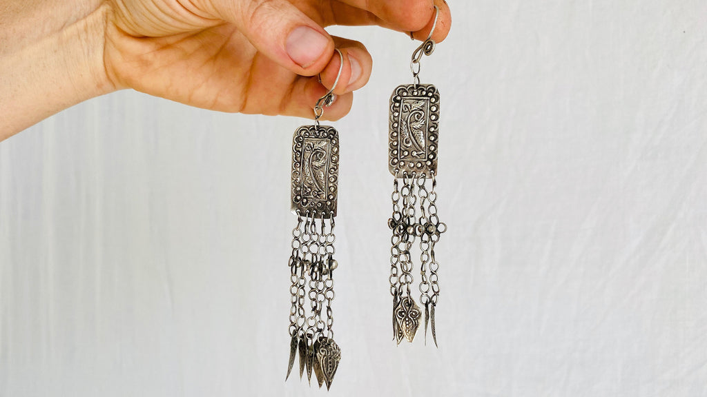 Long Hmong Dangle Earrings.