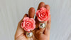 Faux Shell and Silver Earrings. - Aadya Bazaar