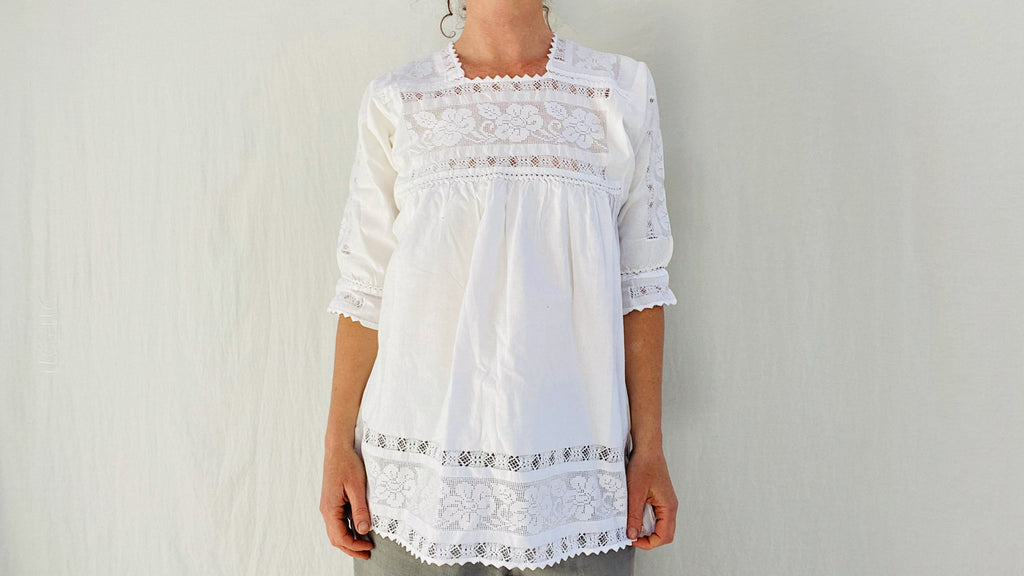 Purepecha Deshilada Blouse. All Cotton. 0085