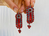 Vintage Oaxacan Filigree Earrings. Coral Sterling & Silver. Gusanos. Mexico.