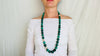 Malachite Long Necklace. Graduated Spheres Beaded Necklace. 0765