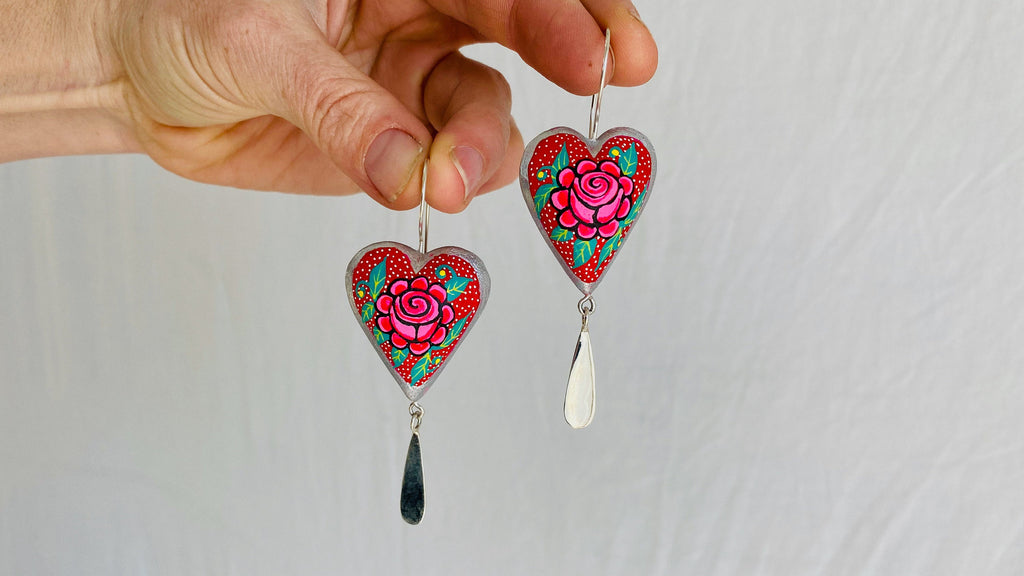 Alebrije Heart Earrings. Sterling Silver. Atelier Aadya.0042 - Aadya Bazaar