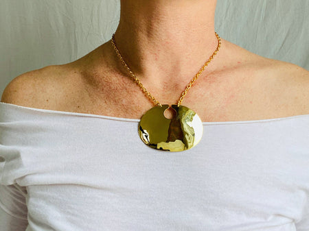 Gold Plated Tribal Pendant. Gold Plated Silver. Columbia Nose Ornament - Aadya Bazaar