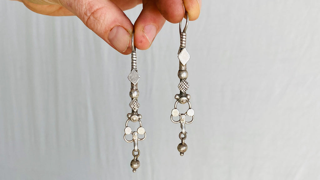 Old Afghan Silver Earrings. 0214