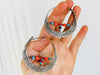 Vintage Uzbek Hoop Earrings. Bukhari Silver and Glass Earrings. - Aadya Bazaar