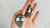 Santo Domingo Pueblo Shell and Stone Mosaic Earrings. Native American