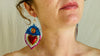 Hojalata Tin Mexican Heart Earrings. Silver Earwire