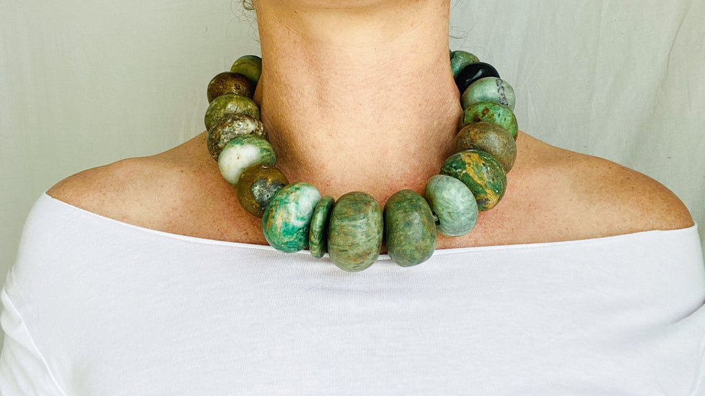 Mayan Guatemalita Jade Graduated Choker Necklace. Guatemalan.