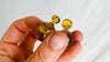 Large Amber Barbell Earrings. Double Sided.