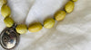 Antique Indian Silver Pendant on Yellow Calcite Necklace