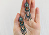 Vintage Oaxacan Filigree Earrings. Jade, Pearl & Sterling Silver. Mexico. Frida Kahlo