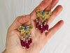 Vintage Uzbek Filigree Earrings. Vermeil. Bukhari. Pearls & Semi-Precious Stones - Aadya Bazaar