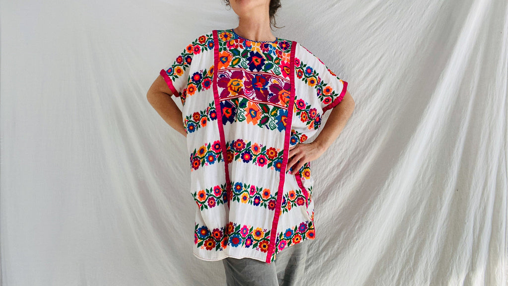 Hand Woven Amuzgo Huipil Dress. Very Fine. Guerrero, Mexico. - Aadya Bazaar