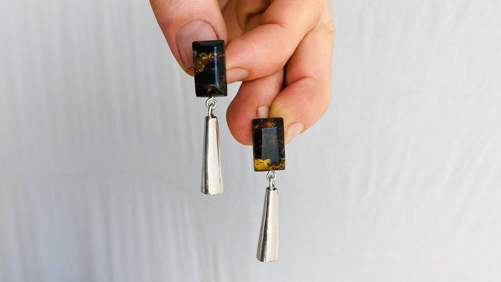 Amber Post Earrings. Sterling Silver. Atelier Aadya