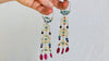 Vintage Uzbek Vermeil Filigree Earrings. Semi-Precious Stones. 0222