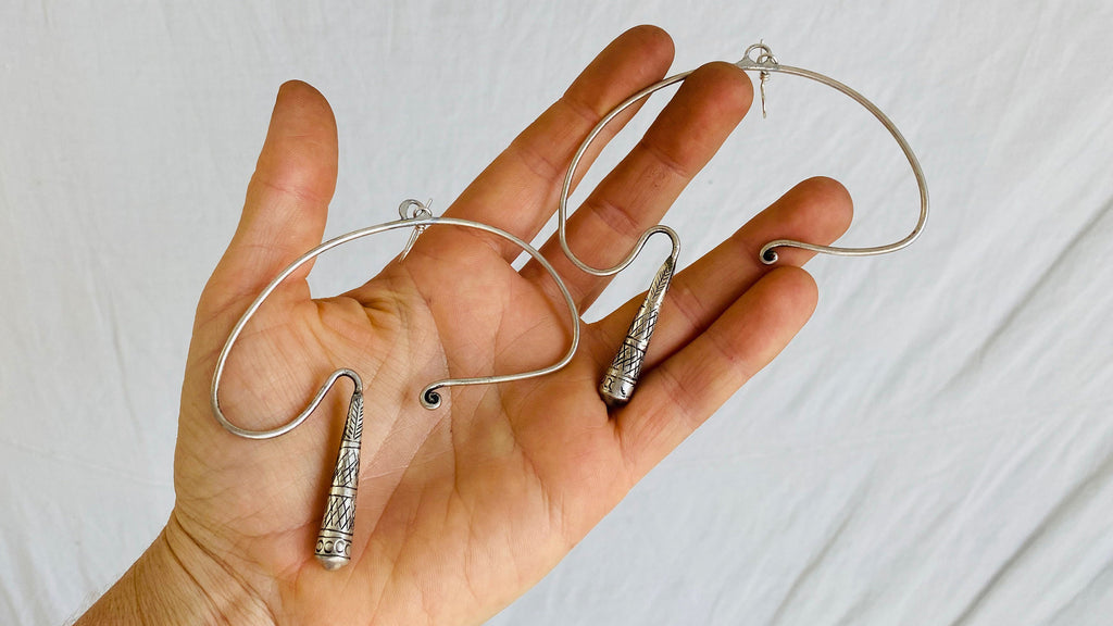 Miao Tribal Earrings. Sterling Silver Hooks