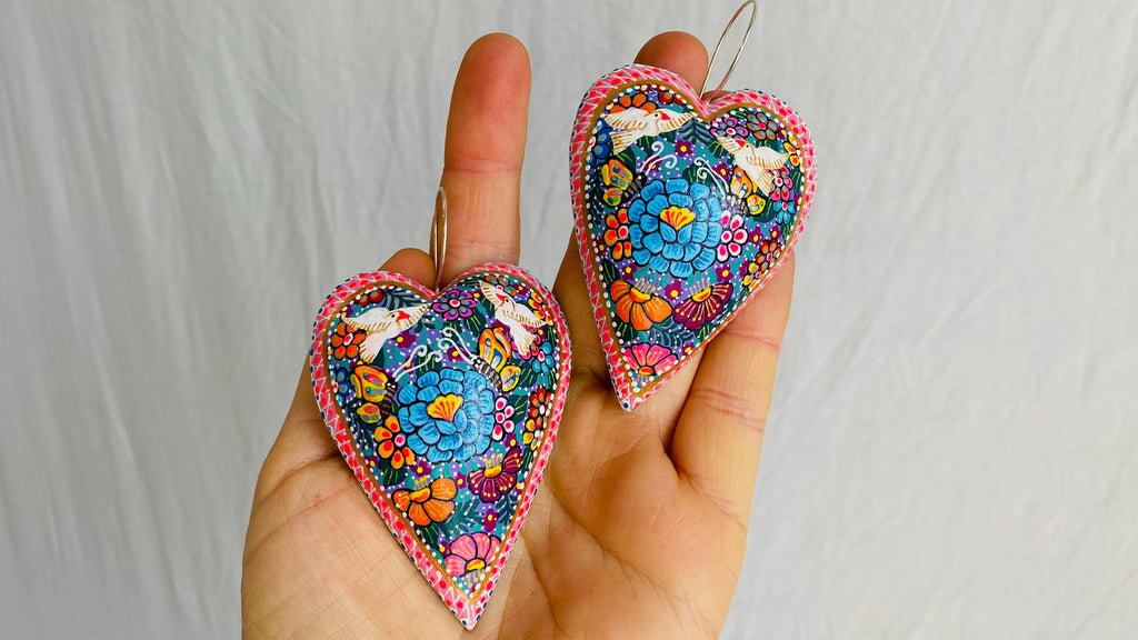 Alebrije Heart Earrings. Sterling Silver. Atelier Aadya