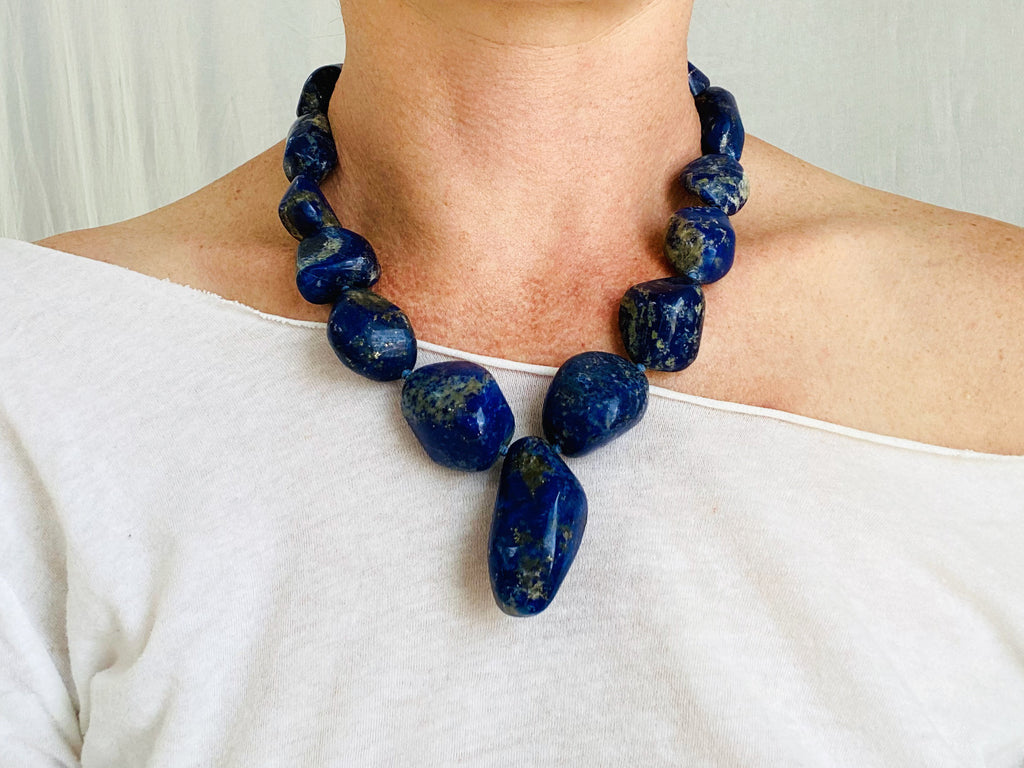 Lapis Beaded Necklace - Aadya Bazaar