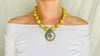 Antique Indian Silver Pendant on Yellow Calcite Necklace - Aadya Bazaar