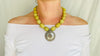 Antique Indian Silver Pendant on Yellow Calcite Necklace