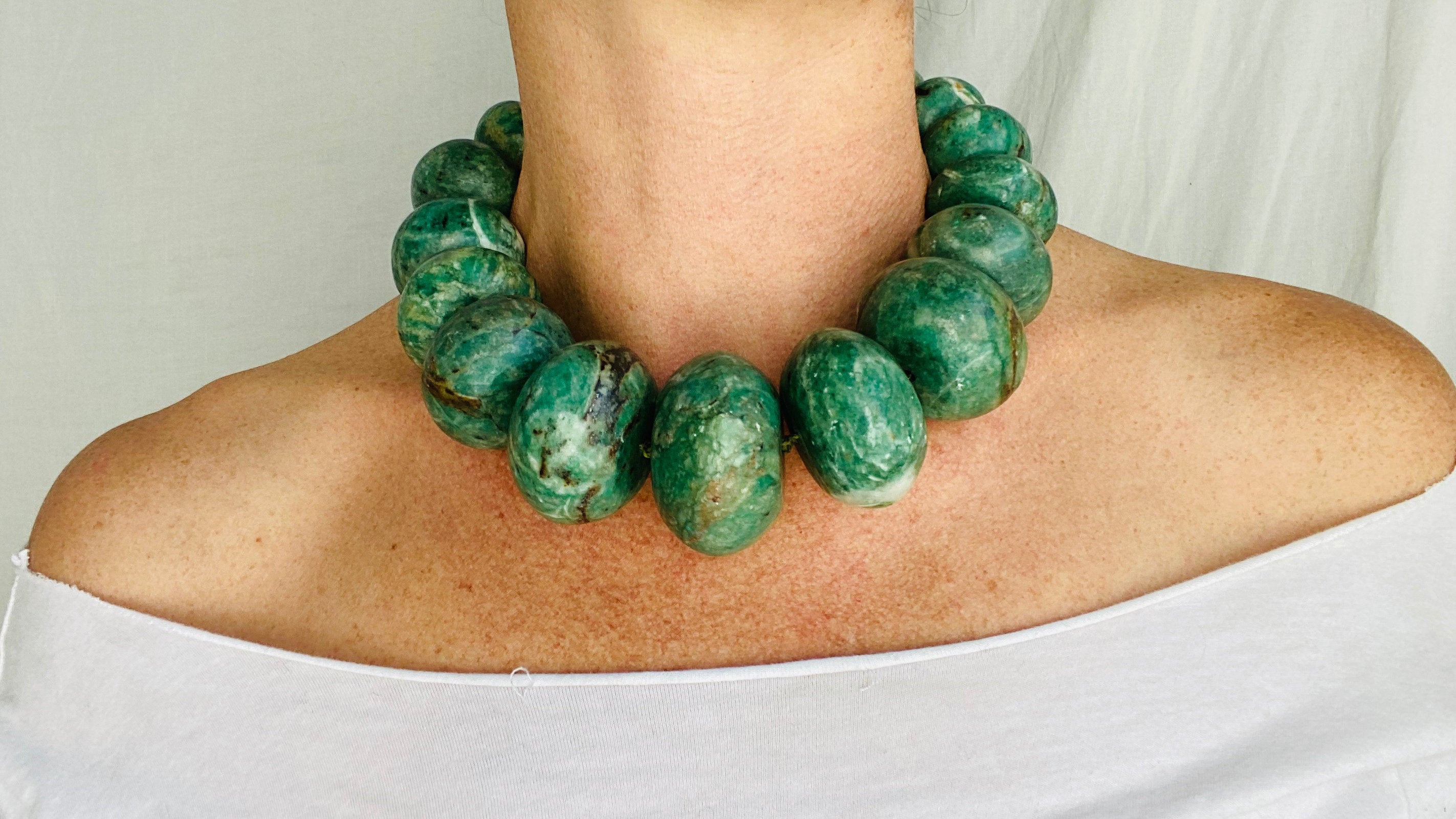 Natural Jade Bead Choker Necklace