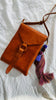 Leather Bag. Adjustable Strap. Zinacantan Tassels. 0201