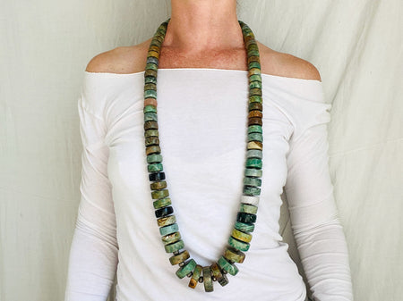 Mayan Guatemalita Jade Heishi Necklace. Guatemalan. - Aadya Bazaar